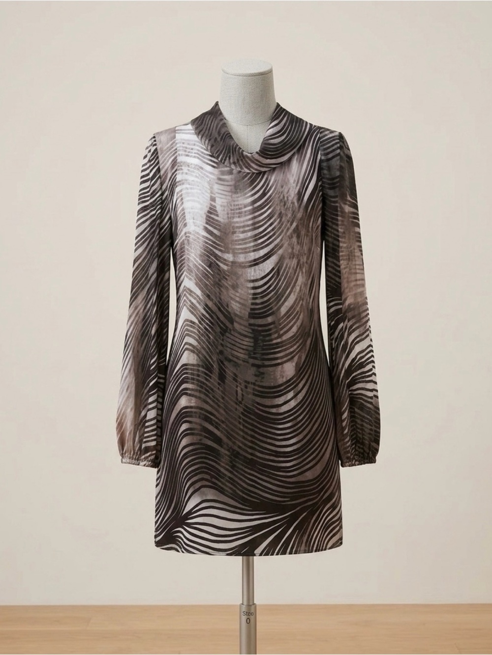 GUESS by Marciano "Sabina" Zebra Print Silk Dress with Exposed Zipper back